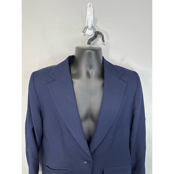 Pendleton Womens Virgin Wool Navy Blazer Size 14 Lined One Button Classic - Picture 8 of 13